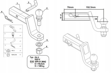 KULA ADAPTER USA HAKA HOLOWNICZEGO 50x50 ZK-2