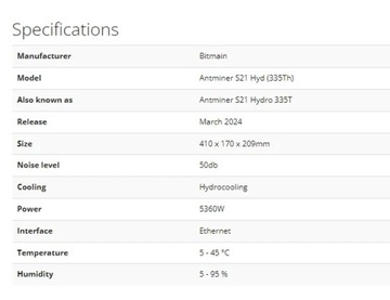 Bitmain Antminer S21 Hydro (319TH)