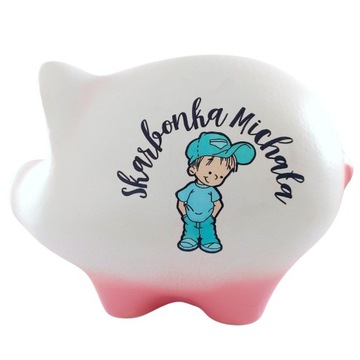 ŚWINKA SKARBONKA DUŻA BIAŁA CERAMICZNA TWÓJ NAPIS