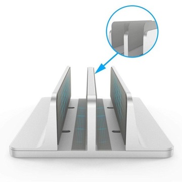 Podwójny Aluminiowy SREBRNY Stojak VAZIO Laptop MacBook 2 SLOTY (N17-2-S)