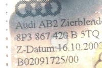 фото thumb №8, Молдинг декоративная приборная панель audi a3 sportback 8pa 8p3867410b 1.98l бензиновый