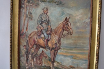 WOJCIECH KOSSAK - PIŁSUDSKI NA KONIU KOŃ - OBRAZ