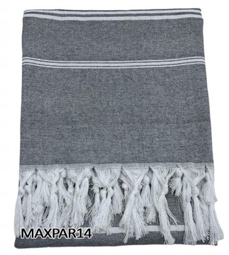 FOUTA PAREO RĘCZNIK Z FRĘDZLAMI BASEN PLAŻA SAUNA SPA 100% BAWEŁNA 95x195