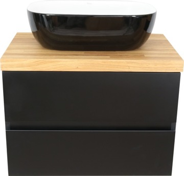 SZAFKA POD UMYWALKĘ LAKIER CZARNY MAT + LITY BLAT DĘBOWY | 60 CM | MDF