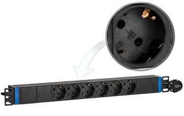 6GN-S – удлинитель 19 дюймов – 6 розеток SCHUKO