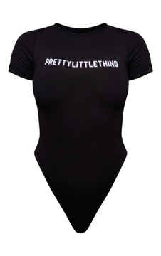 PRETTYLITTLETHING BODY CZARNE Z NAPISEM KRÓTKI RĘKAW RM D564103