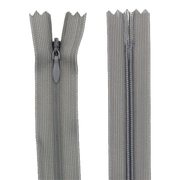 ZAMKI ZAMEK BŁYSKAWICZNY CIENKI KRYTY 45cm SZARY 1szt.