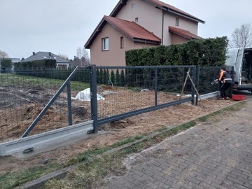 Ворота входные раздвижные панельные, 3D панель, 4м х 1,73м, ЗЕЛЕНЫЕ