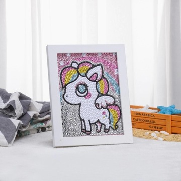 ZESTAW DIAMENTOWY HAFT MOZAIKA DIAMOND PAINTING JEDNOROŻEC UNICORN + RAMKA