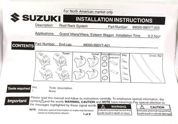 фото thumb №10, Багажник крышный поперечины держатель na рейлинги suzuki vitara новое оригинальный номер