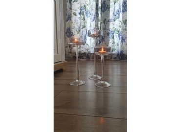SZKLANY ŚWIECZNIK NA NÓŻCE nodze NA TEALIGHT 25 CM