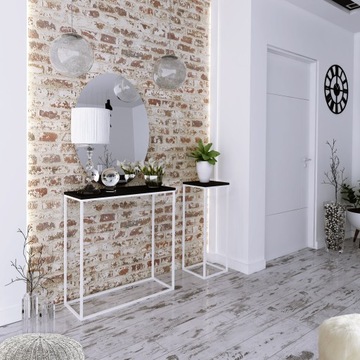 Nowoczesna Konsola Toaletka Przedpokój Loft 80x30x80 Biała+Blat MiniPearl