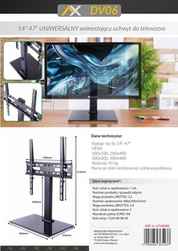 Uchwyt TELEWIZORA STOPKA LCD 14-47