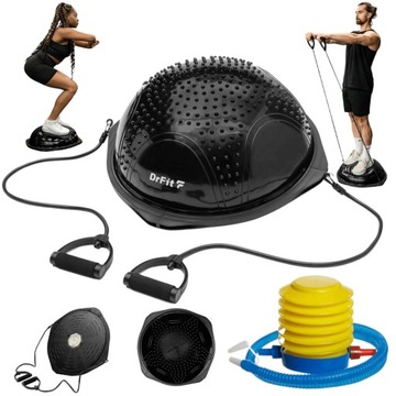 Балансировочная платформа DrFit Балансировочный мяч в форме полусферы + тросы для отжиманий