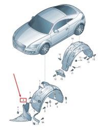 фото thumb №1, Audi tt 8j передняя часть left inner fender подкрылок splash guard 8j0821191j