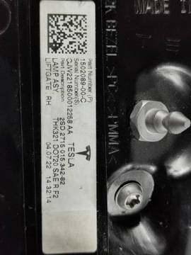 фото thumb №7, Tesla модель y 3 рестайлінг 22- зад права лампа w кришка багажника