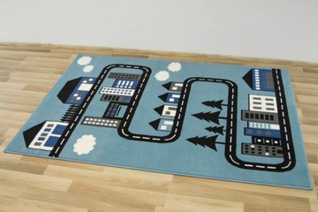 160x225 см. Детский коврик Blue Black Road Houses Luna Kids