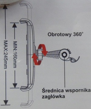 Uchwyt do tableta 7'-15' na Zagłówek Obrotowy 360°