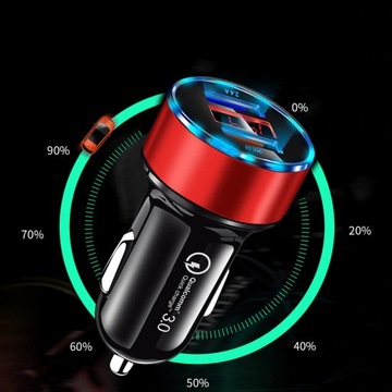 АВТОМОБИЛЬНОЕ ЗАРЯДНОЕ УСТРОЙСТВО С LED-подсветкой QC 3.0 2xUSB + КАБЕЛЬ ЗАРЯДКИ USB-C КАБЕЛЬ USB C