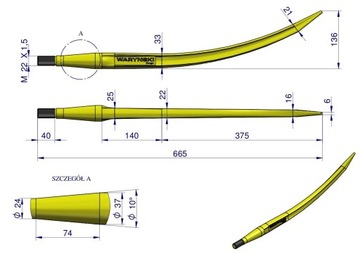 RM Погрузочная стойка изогнутая закрывающая L- грейфер 680 мм (крокодил) б/у