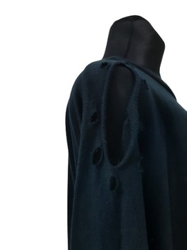 ЖЕНСКИЙ СВИТШОТ BOOHOO M/L ХЛОПОК ЧЕРНЫЙ СВОБОДНЫЙ ALTERNATIV GOTHIC ROCK HOLES
