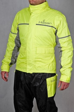 Kombinezon przeciwdeszczowy motocyklowy HUSAR RAIN r. L czarno-żółty fluo