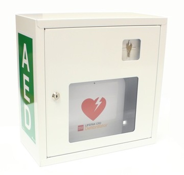 Металлический шкаф для дефибриллятора AED с белым ключом