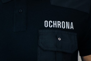 Рубашка-поло PROTECTION, черная, погоны, вышивка, M