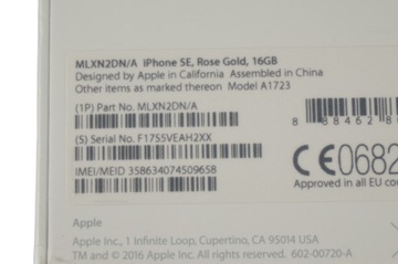 100% НОВЫЙ ОРИГИНАЛЬНЫЙ iPhone SE 16 ГБ РОЗОВОЕ ЗОЛОТО A1723 ПЕЧАТЬ