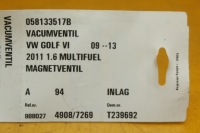 Клапан вентиляционный топлива vw golf vi 058133517b с Разборки, фото thumb