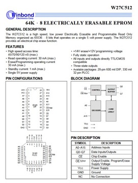 W27C512 Стираемая память EPROM 27C512 PDIP28