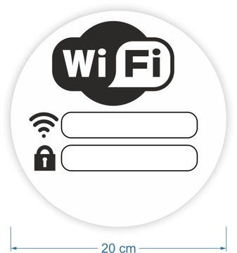 Информационная самоклеящаяся наклейка FREE WIFI, белая, пароль, логин, 20 см.