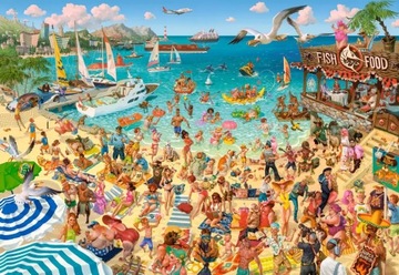 PUZZLE 1000 UKŁADANKA OBRAZ ART ZABAWA NAD MORZEM PLAŻA DZIECI 9+ CASTOR
