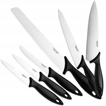 FISKARS ZESTAW KOMPLET 6x NOŻY KUCHENNYCH SZEFA DO OBIERANIA KROJENIA OSTRE