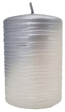 ŚWIECA ozdobna STARDUST 10cm srebrna ARTMAN walec drobinki złotka