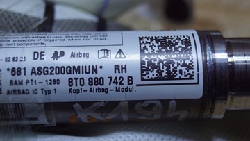фото thumb №5, Шторка подушка безопасности правая audi a5 8t рестайлинг купе 8t0880742b