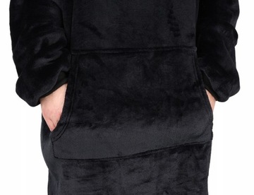 BLUZOKOC Черная толстовка одеяло с капюшоном UNIVERSAL OVERSIZE BLANKET SEATSHIRT
