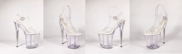 ТУФЛИ НА ПЛАТФОРМЕ ПРОЗРАЧНЫЕ СТАЛЬНЫЕ ОЧКИ 20 СМ SexyHeels размер 35