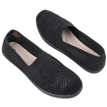 CZARNE ESPADRYLE DAMSKIE AŻUROWE PÓŁBUTY WSUWANE PŁASKIE TRAMPKI TENISÓWKI