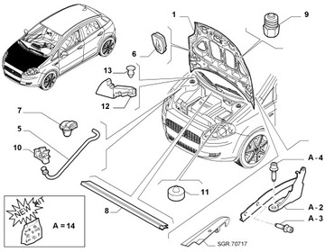 Прокладка капота Fiat Punto OE 05-