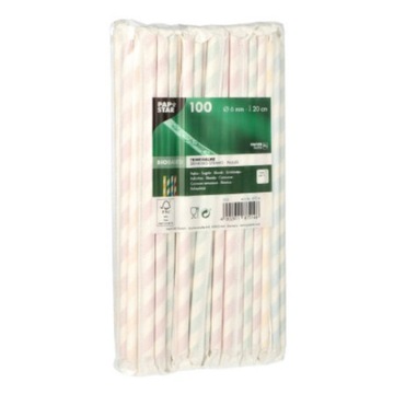 Słomka papierowa pojedynczo pakowana 20 cm 100 szt