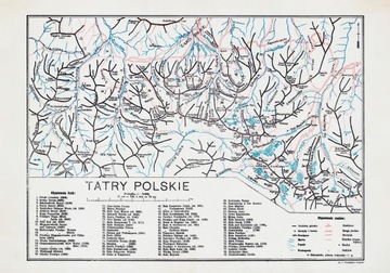 Mapa Tatr - Tatry Polskie - Pruszyński - 1914 - 30x21cm