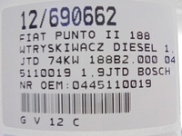 фото thumb №7, Fiat punto ii форсунка дизель 0445110019 1,9jtd