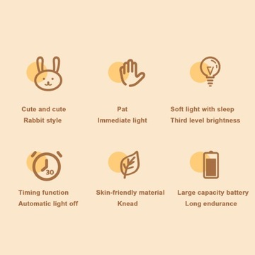 Силиконовый ночник Big Face Rabbit Tap, заряжаемый через USB
