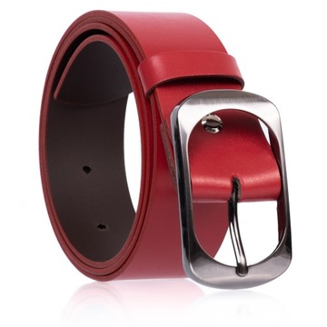 Pasek skórzany SEPHER Classic 4cm C. CZERWONY |100