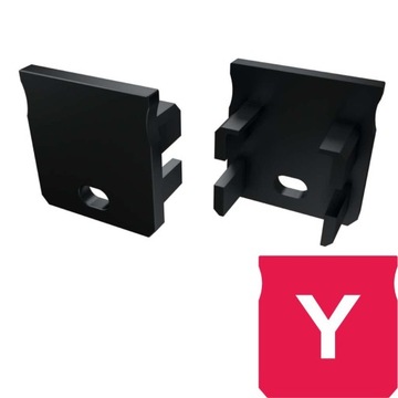 Заглушка для алюминиевых Led профилей типа Y, Black Basic, с отверстием