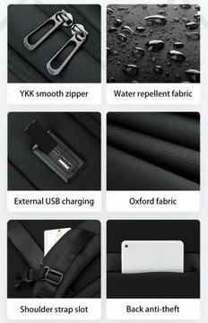 Рюкзак для ноутбука с тремя отделениями 17,3 FRN7826 с USB, водонепроницаемый, открытый. плоский