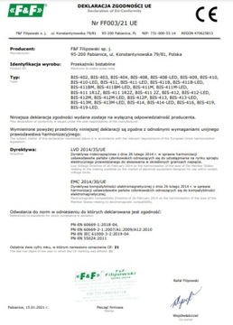 F&F PRZEKAŹNIK BISTABILNY Z PRZYCISK. BIS-411B