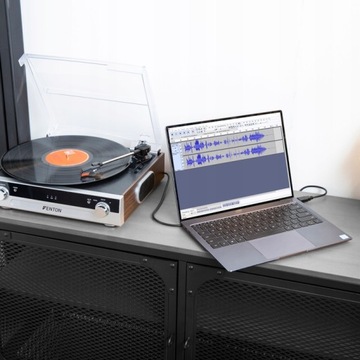 Проигрыватель с динамиками BT, преобразование USB + VINYL