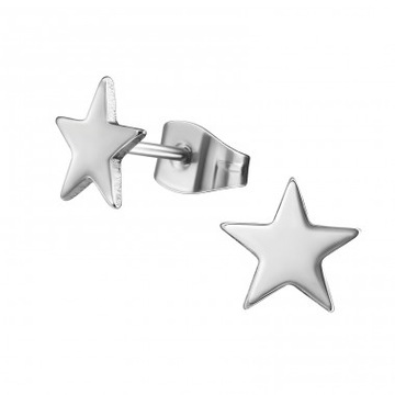Серебряная серьга из стали, полная звезда, 0,8 см, ART